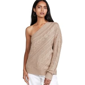 L'agence BLACK Cable Knit Merino Wool Blend Asymmetrical Swear